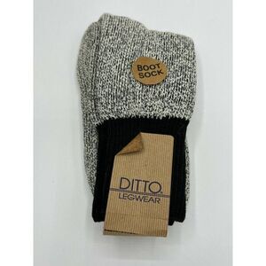 Ditto Boot Socks Cotton Nylon Womens Size 9-11 Brown Ivory Crew Length NEW